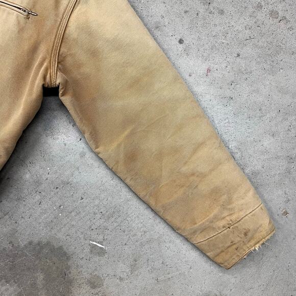 Vintage 80s Union Made Carhartt Detroit Blanket Lined Jacket Workwear 6BLJ Tan - Picture 7 of 16